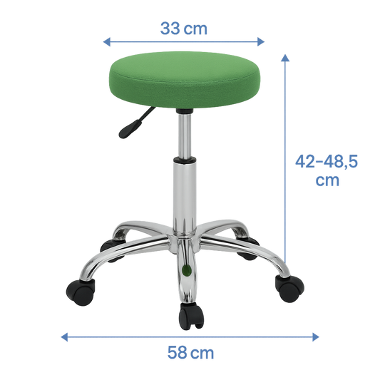 Taburete Profesional Ajustable con Ruedas – Base coromada